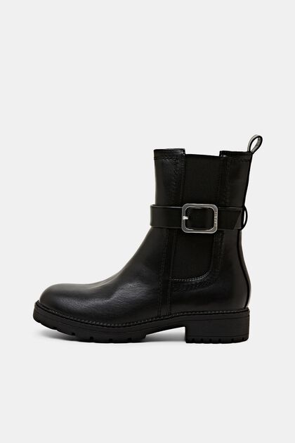 Buckle Detail Vegan Leather Chelsea Boots