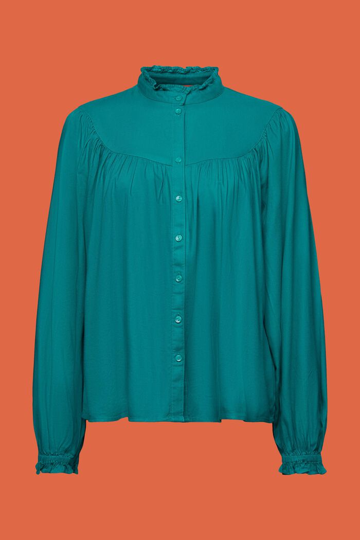 Frill Blouse, EMERALD GREEN, detail image number 6