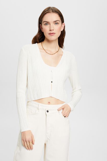 Cropped cardigan with ribbed pattern