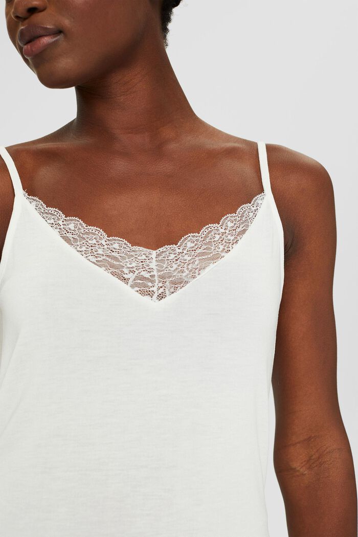 Jersey top with lace in LENZING™ ECOVERO™, OFF WHITE, detail image number 2