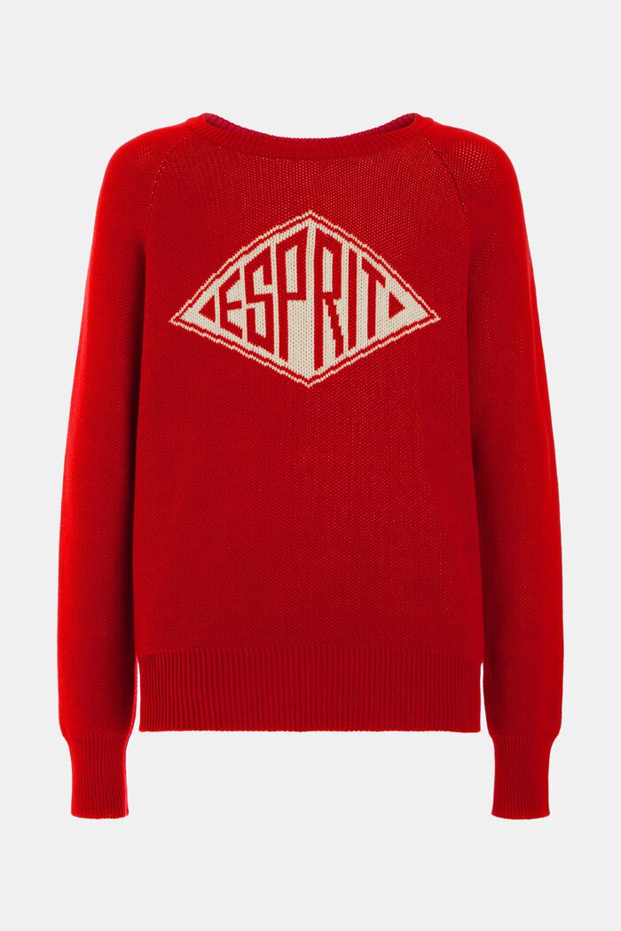 Unisex knitted jumper, RED, overview