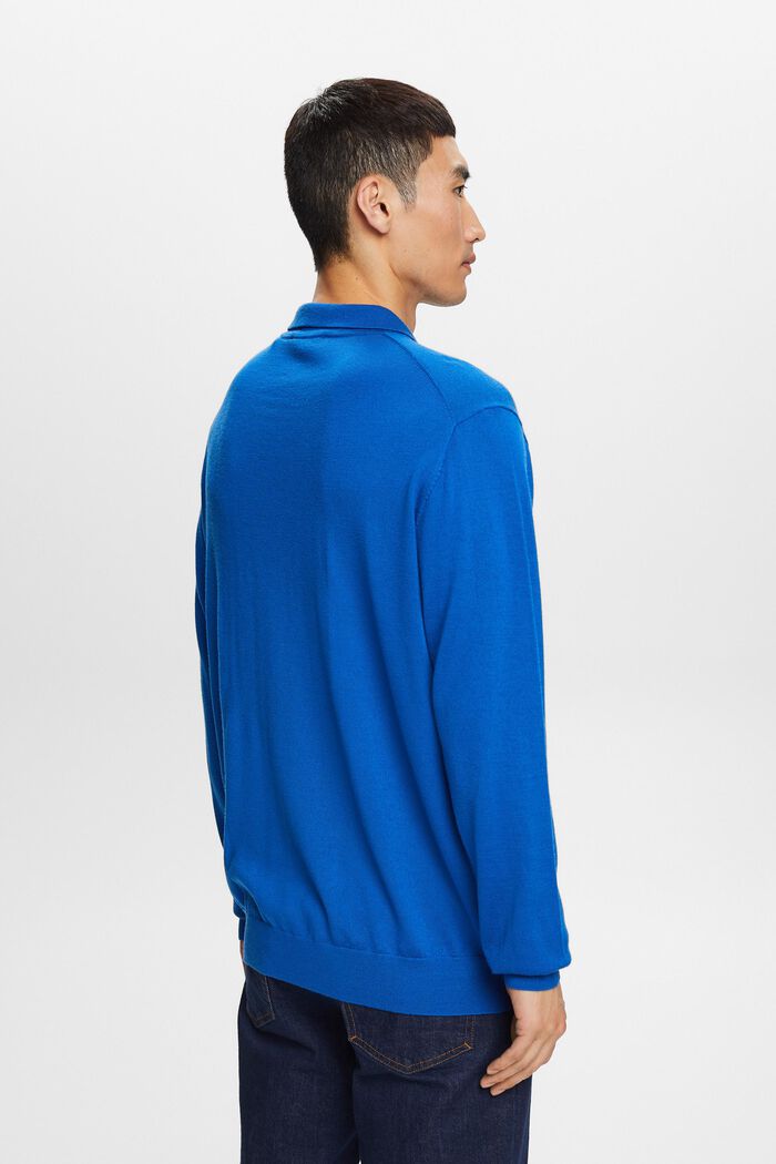 Wool Polo Sweater, BRIGHT BLUE, detail image number 4