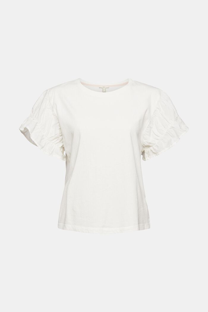 T-shirt with flounce sleeves, organic cotton, OFF WHITE, detail image number 5