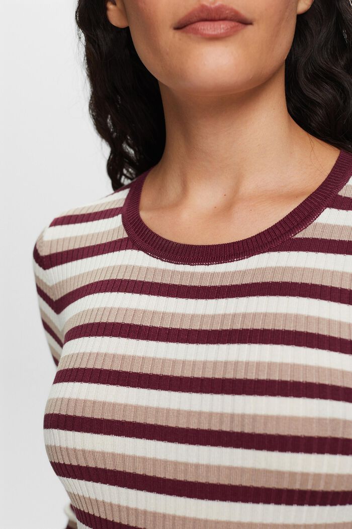 Striped Rib-Knit Top, NEW AUBERGINE, detail image number 3