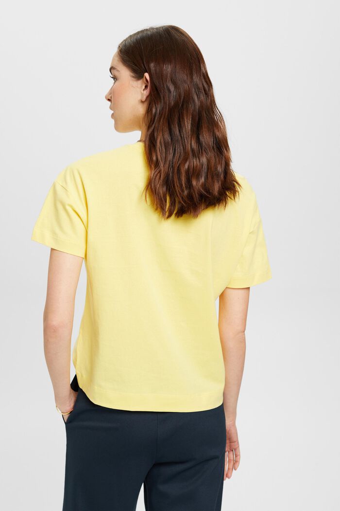 T-shirt with floral chest print, LIGHT YELLOW, detail image number 3