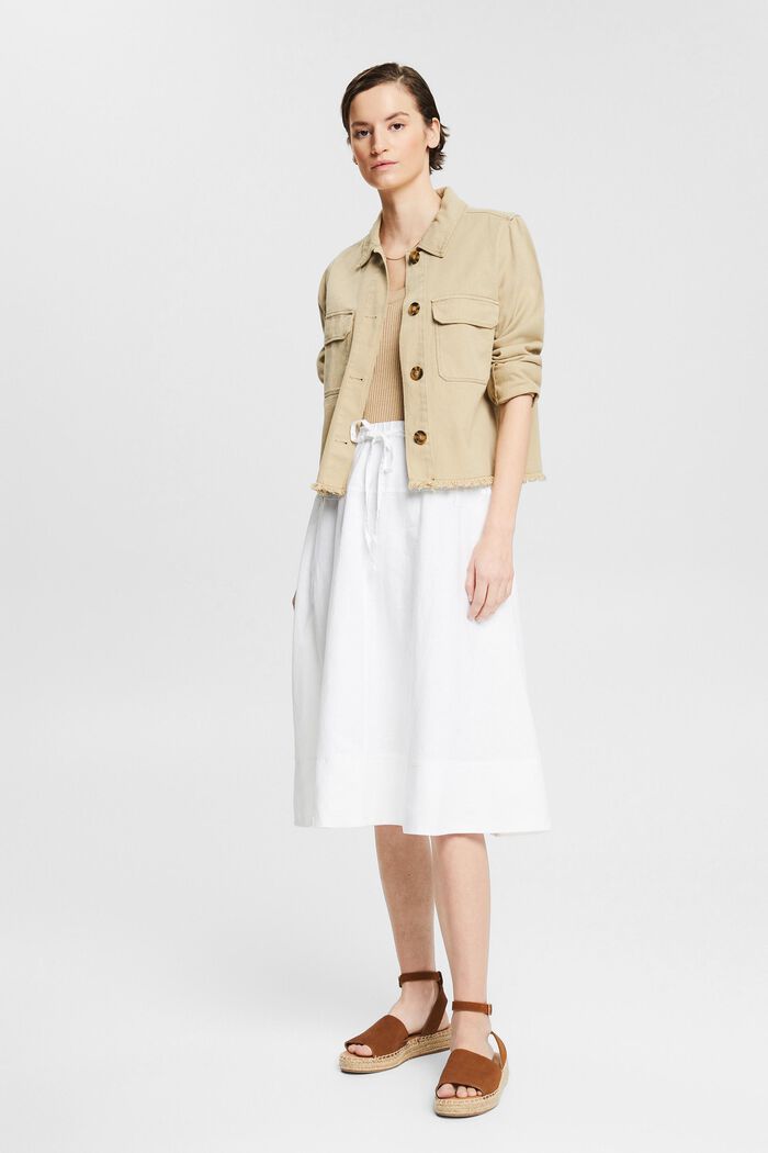 Midi skirt made of blended linen, WHITE, detail image number 1