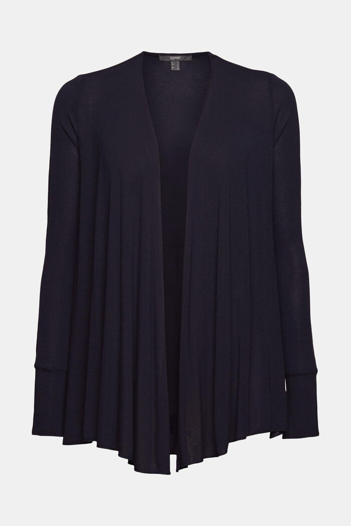 Open cardigan made of jersey, NAVY, overview