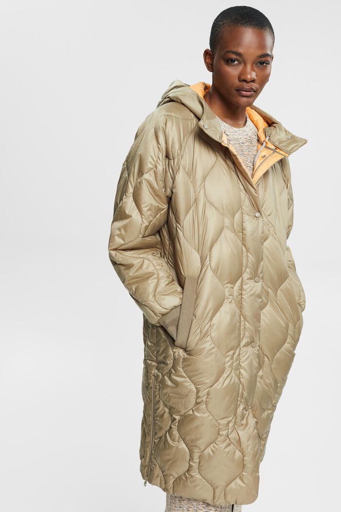 Quilted coat, PALE KHAKI, detail image number 0
