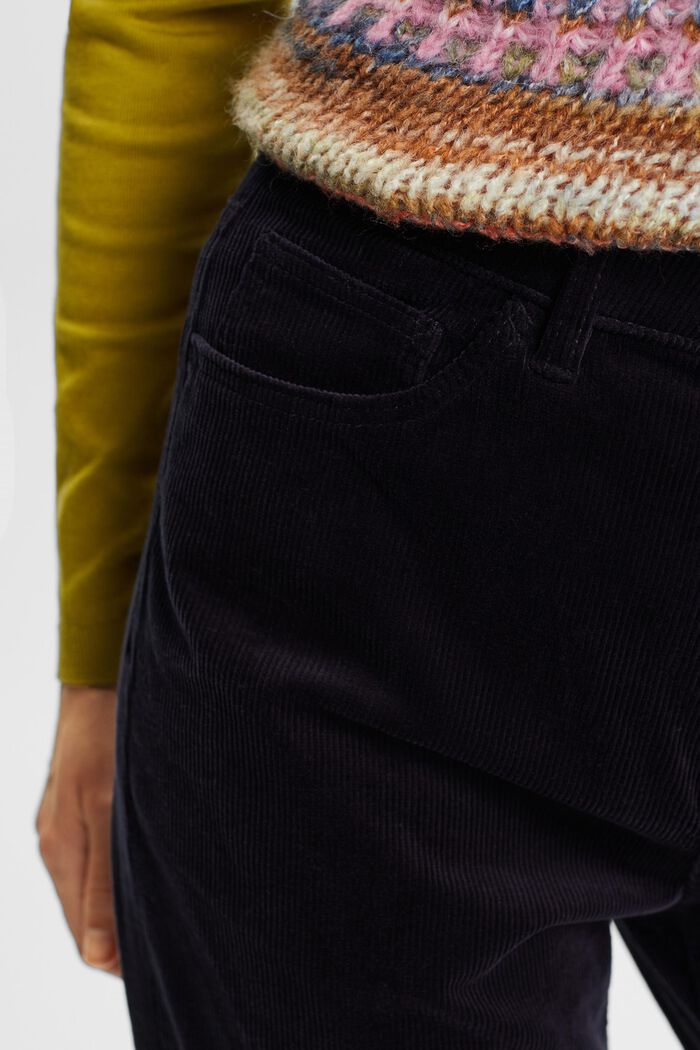 High-Rise Straight Fit Corduroy Trousers, NAVY, detail image number 4
