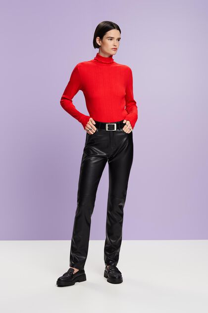 High-Rise Slim Faux Leather Pants