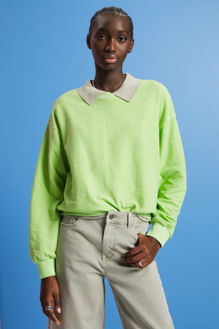 Textured sweatshirt, CITRUS GREEN, detail image number 0