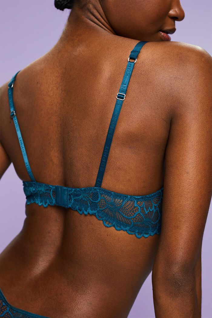 Underwired Push-Up Lace Bra, PETROL BLUE, detail image number 2
