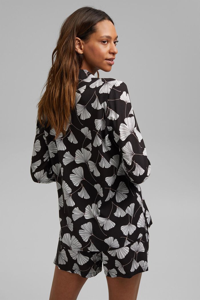 Pyjamas with a gingko print, LENZING™ ECOVERO™, BLACK, detail image number 2