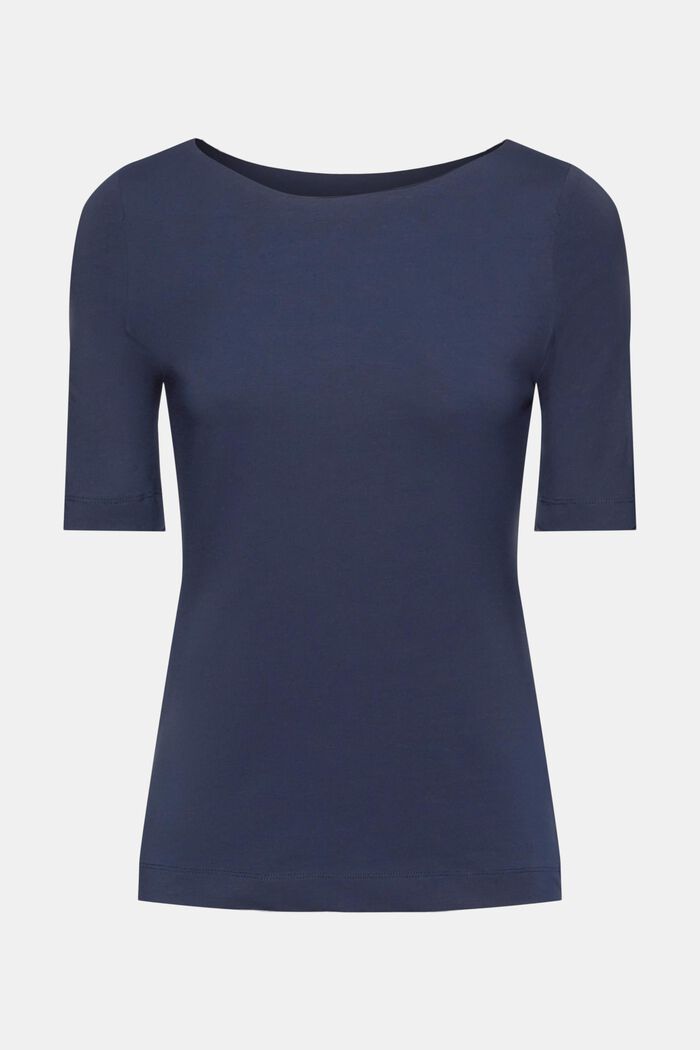 T-shirt with boat neckline, NAVY, detail image number 5