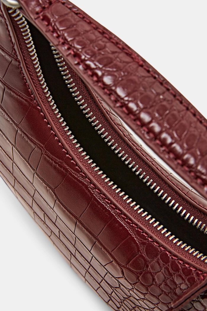 Faux Leather Crescent Bag, GARNET RED, detail image number 3