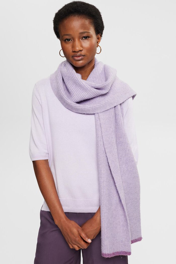 Made of recycled material: scarf with contrasting stripes, LAVENDER, detail image number 2