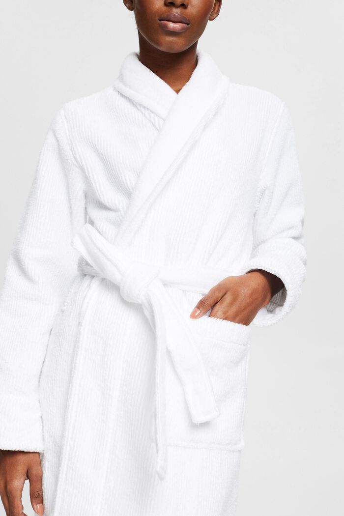Ribbed-effect bathrobe, WHITE, detail image number 0