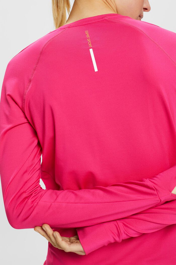 Long-sleeved sports top with E-Dry, PINK FUCHSIA, detail image number 4