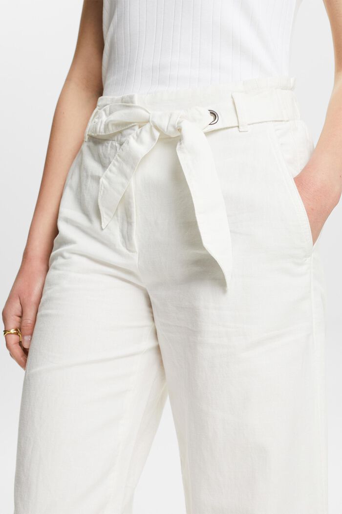Cotton-Linen Cropped Culotte, OFF WHITE, detail image number 3