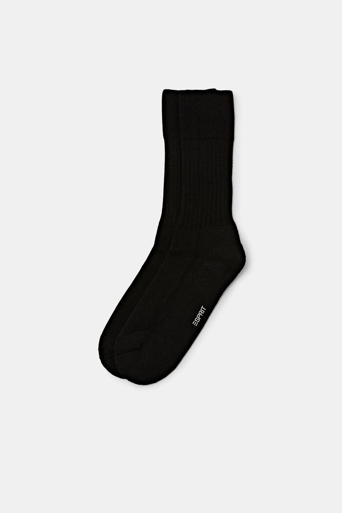 Chunky Rib-Knit Socks, BLACK, detail image number 0