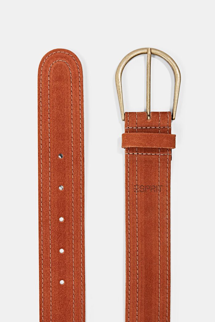 wide suede belt, RUST BROWN, detail image number 1