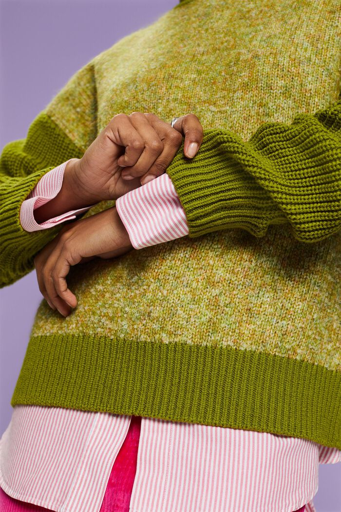 Marled Mockneck Sweater, LEAF GREEN, detail image number 2
