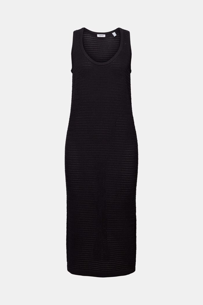 Sleeveless Pointelle Midi Dress, BLACK, detail image number 6