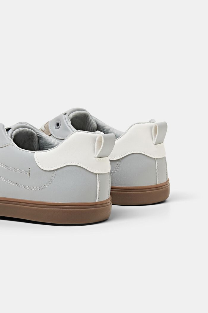 Faux Leather Sneakers, LIGHT GREY, detail image number 4