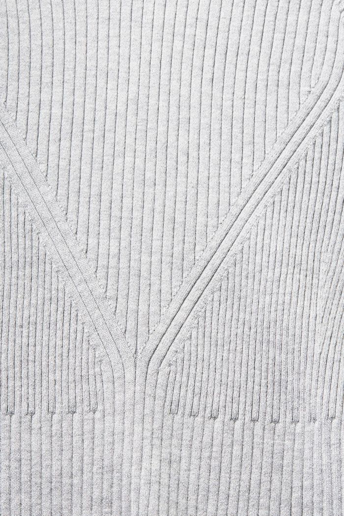 Ribbed Short-Sleeve Sweater, LIGHT GREY, detail image number 4
