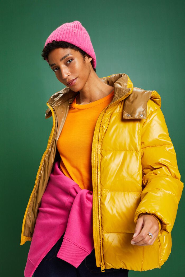 Recycled: puffer jacket with down, AMBER YELLOW, detail image number 5