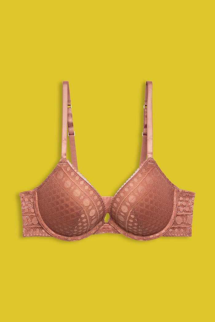 Recycled: push-up bra with lace, CINNAMON, detail image number 4