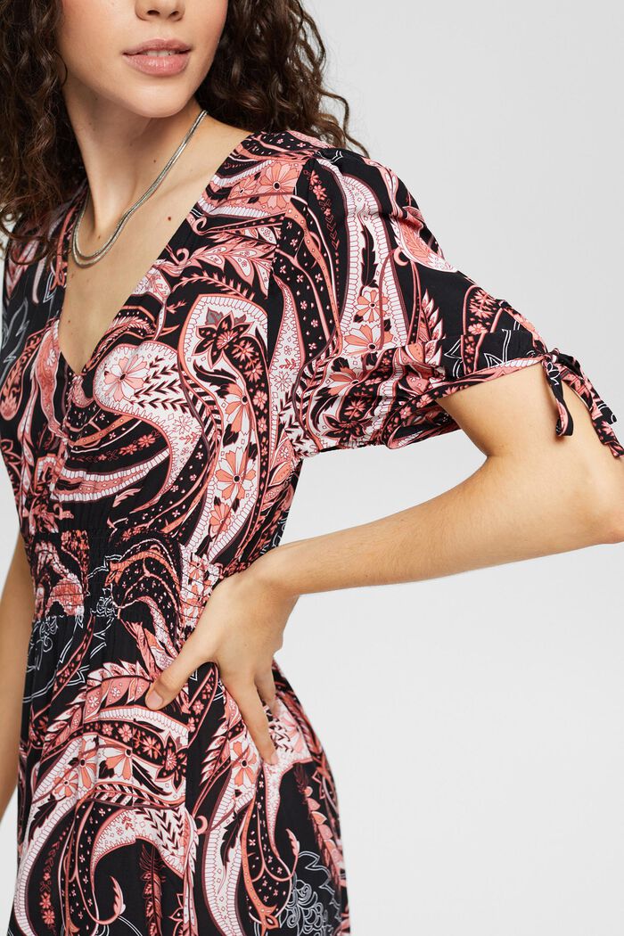 Dress with a paisley pattern, LENZING™ ECOVERO™, BLACK, detail image number 3