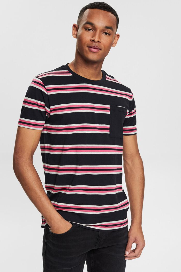 Striped jersey T--shirt with a breast pocket, BLACK, detail image number 0