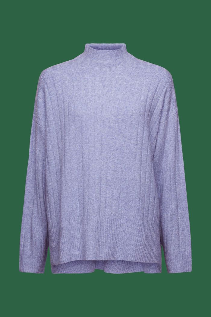 Flat Rib-Knit Sweater, BLUE LAVENDER, detail image number 6