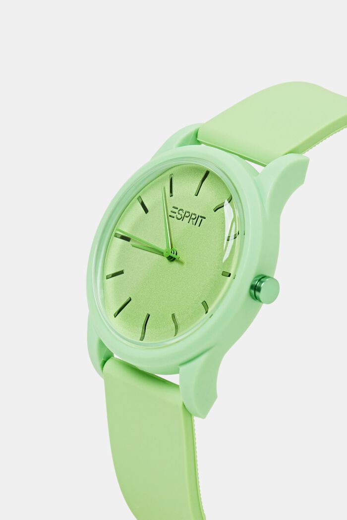 Plastic watch with rubber band, LIGHT GREEN, detail image number 1