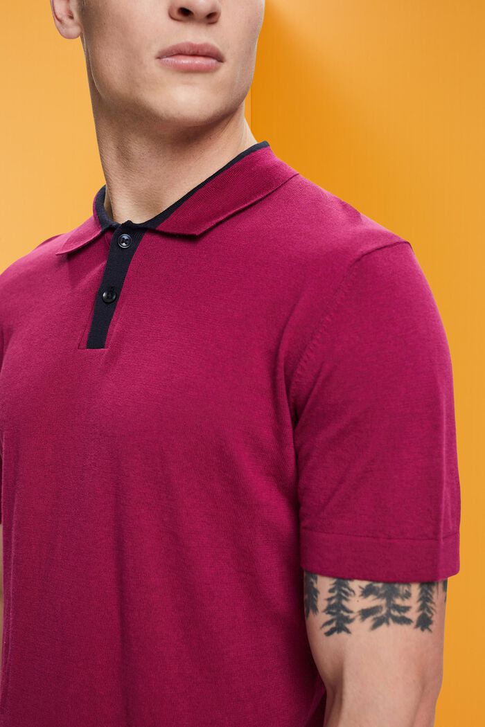 Blended TENCEL and sustainable cotton polo shirt, DARK PINK, detail image number 2