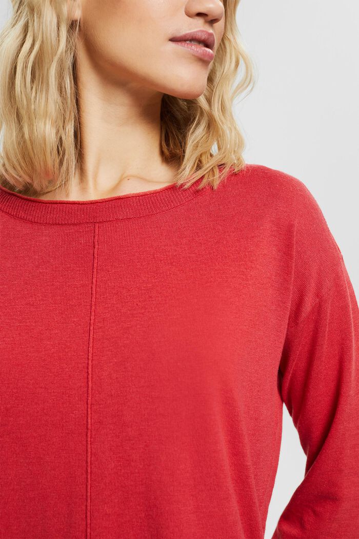 Knit jumper with linen, RED, detail image number 0