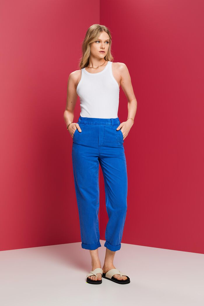Chino Pull-On Cropped Pants, BRIGHT BLUE, detail image number 5