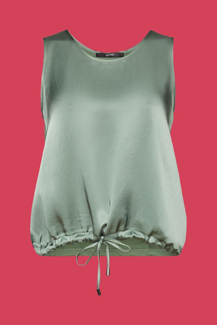 Recycled: mixed fabric satin top, PALE KHAKI, detail image number 7