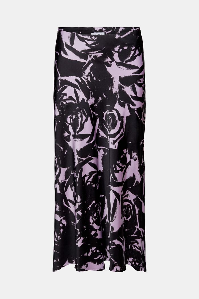 Printed Satin Midi Skirt, NEW BLACK, detail image number 6