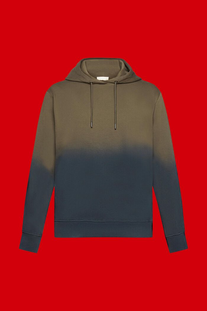 Two-tone sprayed effect hoodie, KHAKI GREEN, detail image number 5