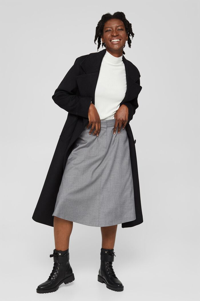 With wool: elegant A-line skirt, MEDIUM GREY, detail image number 1
