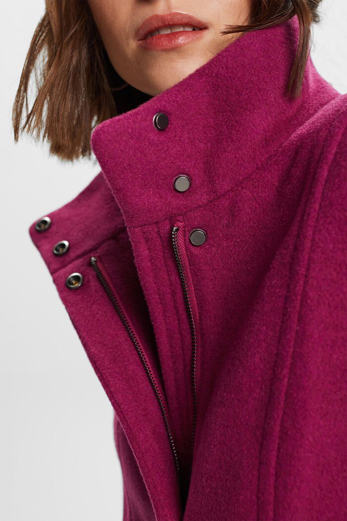 Recycled: wool blend coat, DARK PINK, detail image number 2