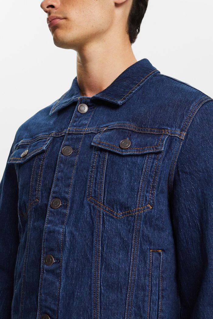 Jeans trucker jacket, stretch cotton, BLUE LIGHT WASHED, detail image number 1