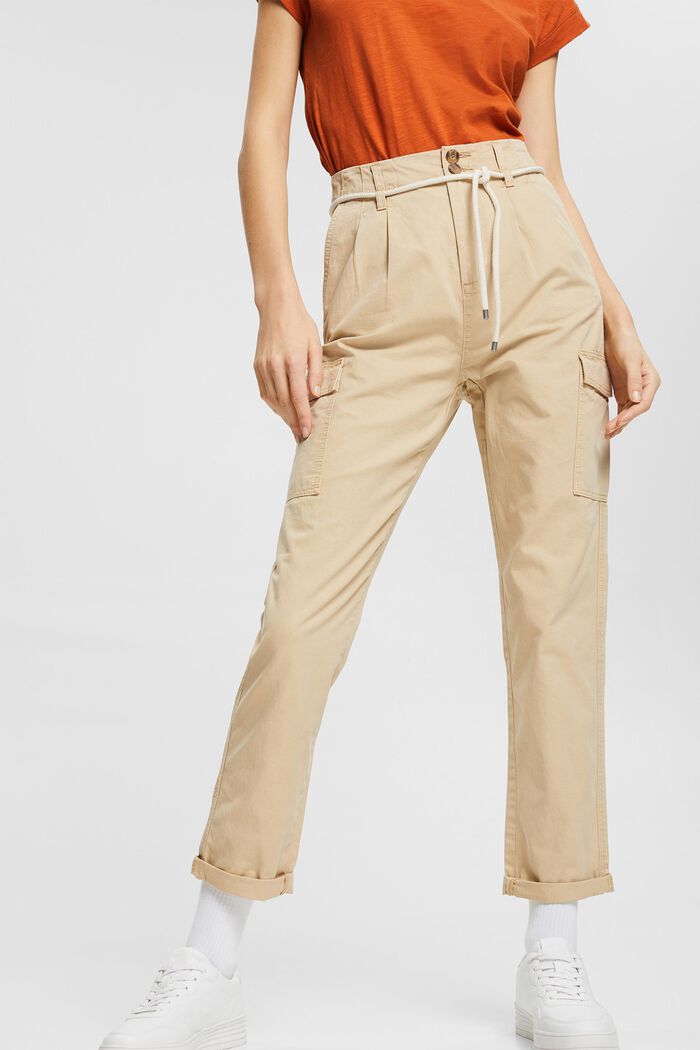 Cargo trousers with a cord, SAND, detail image number 0