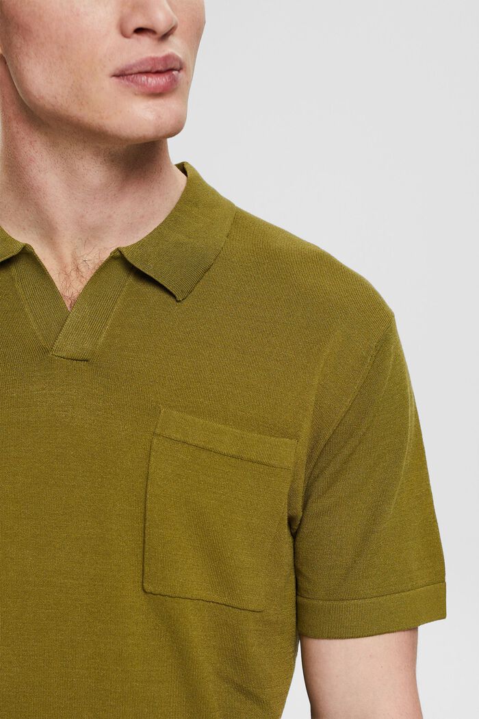 Fine knit polo shirt, LENZING™ ECOVERO™, OLIVE, detail image number 0