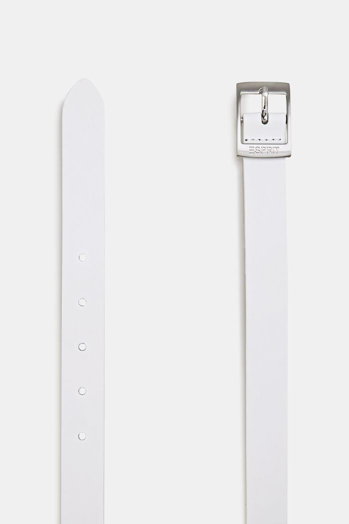 Elegant belt in a basic look made of leather, WHITE, detail image number 1