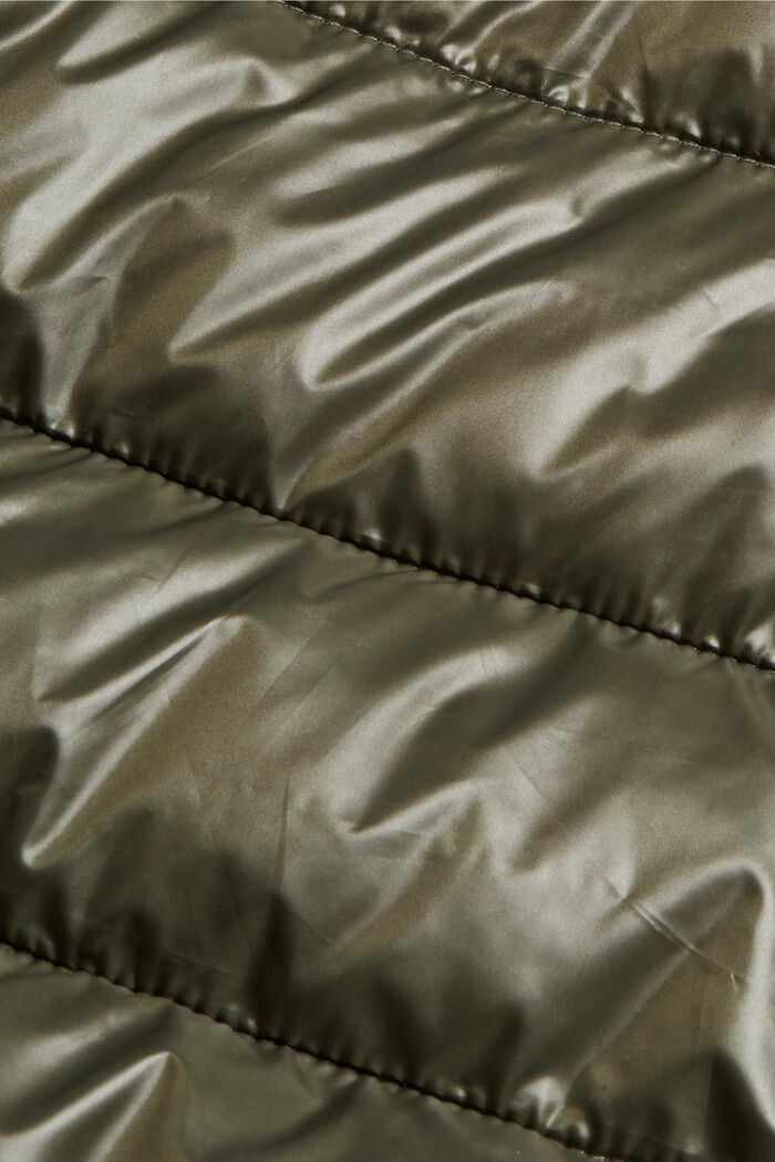 Quilted jacket with a detachable hood, made of recycled material, DARK KHAKI, detail image number 4
