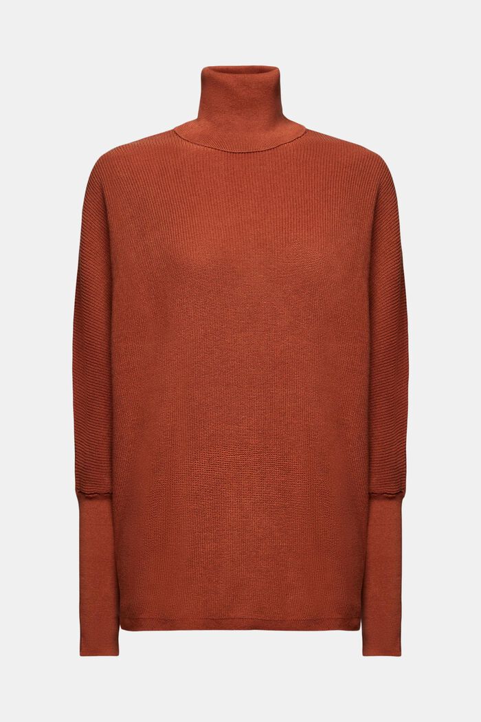 Rollneck Batwing Rib-Knit Sweater, TERRACOTTA, detail image number 5