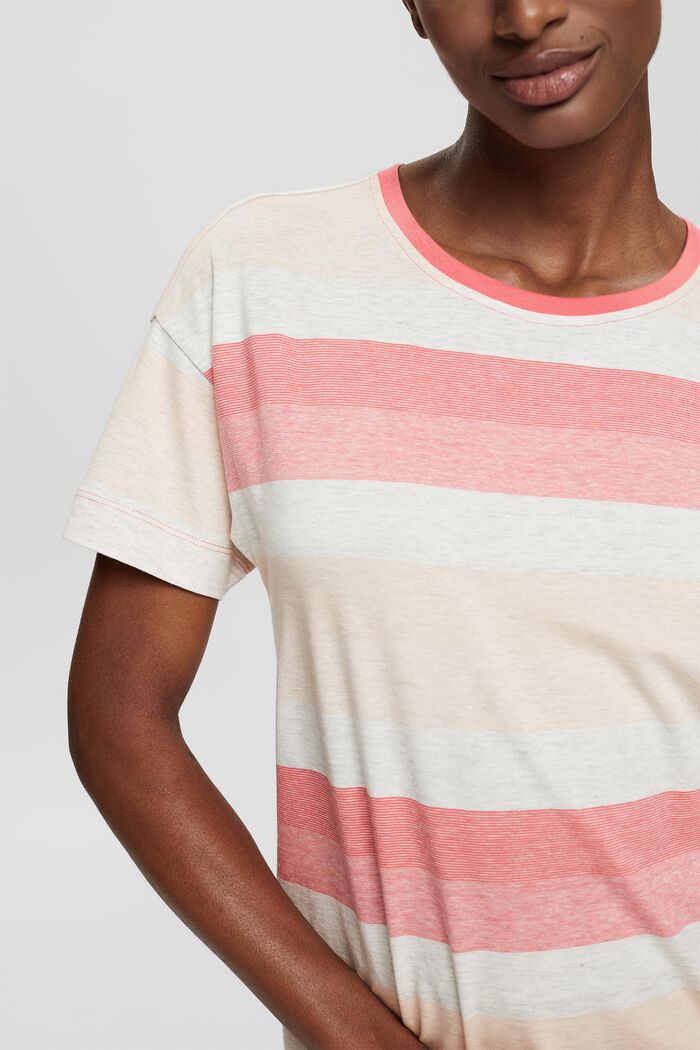 Striped T-shirt made of stretch cotton, CORAL RED, detail image number 2